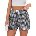 thumbnail image 3 of yillto Women Pajamas Shorts Cute Plaid Pjs Short Pants Sleepwear Lounge Shorts Bottoms Elastic Boxers, 3 of 7