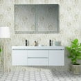 thumbnail image 2 of Vanity Art 60 Inches LED Lighted Double Sink Wall Mounted Bathroom Vanity Set 2 Drawers Storage Cabinet White Engineered Stone Top Undermount Rectangle Sinks with Sensor Switch, 2 of 5