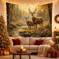 thumbnail image 3 of Painting Forest Tailed with Deer Realistic Harvest Toned, Mystical Fantasy for Space Lovers, Wall Decor, Thanksgiving Hostess Gift, Tapestry Wall Hanging for Dorm and Living Room, 3 of 7