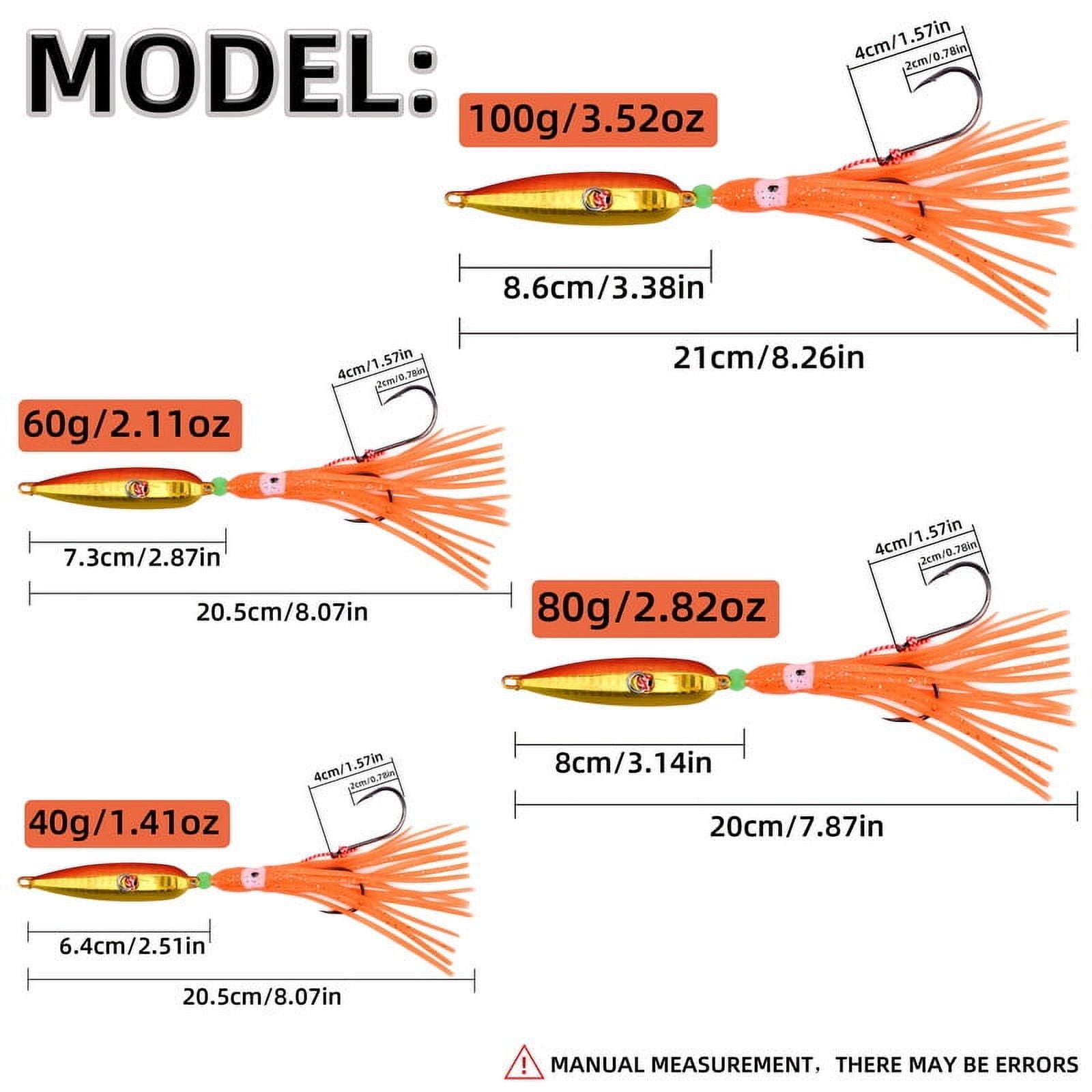5pcs Saltwater Sea Fishing Lure Slow Metal Jig Luminous Squid Hook Sinking Saltwater Spinning Fishing For Marlin Snapper Grouper