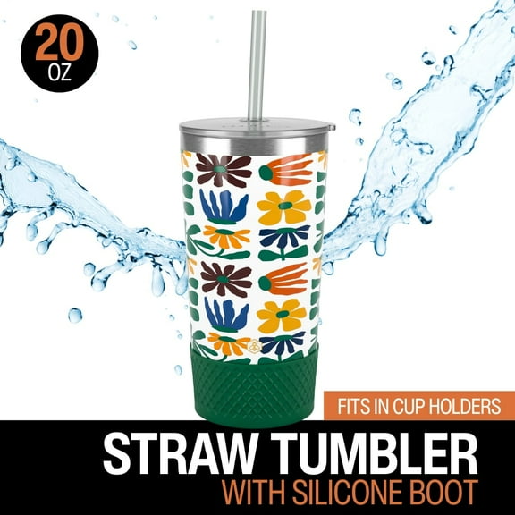 Biddlebee 20oz Insulated Stainless Steel Tumbler with Straw and Silicone Boot, Faith