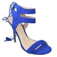 thumbnail image 2 of Wild Diva Lounge Women Stiletto Thin Skinny High Heels Lace Up Tassel Ankle Wrap Open Toe ADELE-344 Suede Royal Blue 5.5, 2 of 5