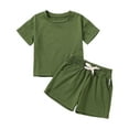 thumbnail image 5 of Gubotare Boys' Short Sets Color Block Toddler Baby Boy Girl Summer Clothes Short Sleeve T-Shirt Shorts Set 2Pcs Outfit 6 9 12 18 24 Months 2T 3T 4T (Green,Size 18-24 Months), 5 of 9