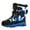 Blue, variant on FYEGRE Girls Thick Sole Velvet Winter Boots High Top Outdoor Fashion Footwear For Cold Weather And Stylish Comfort Blue 10-10.5 Years