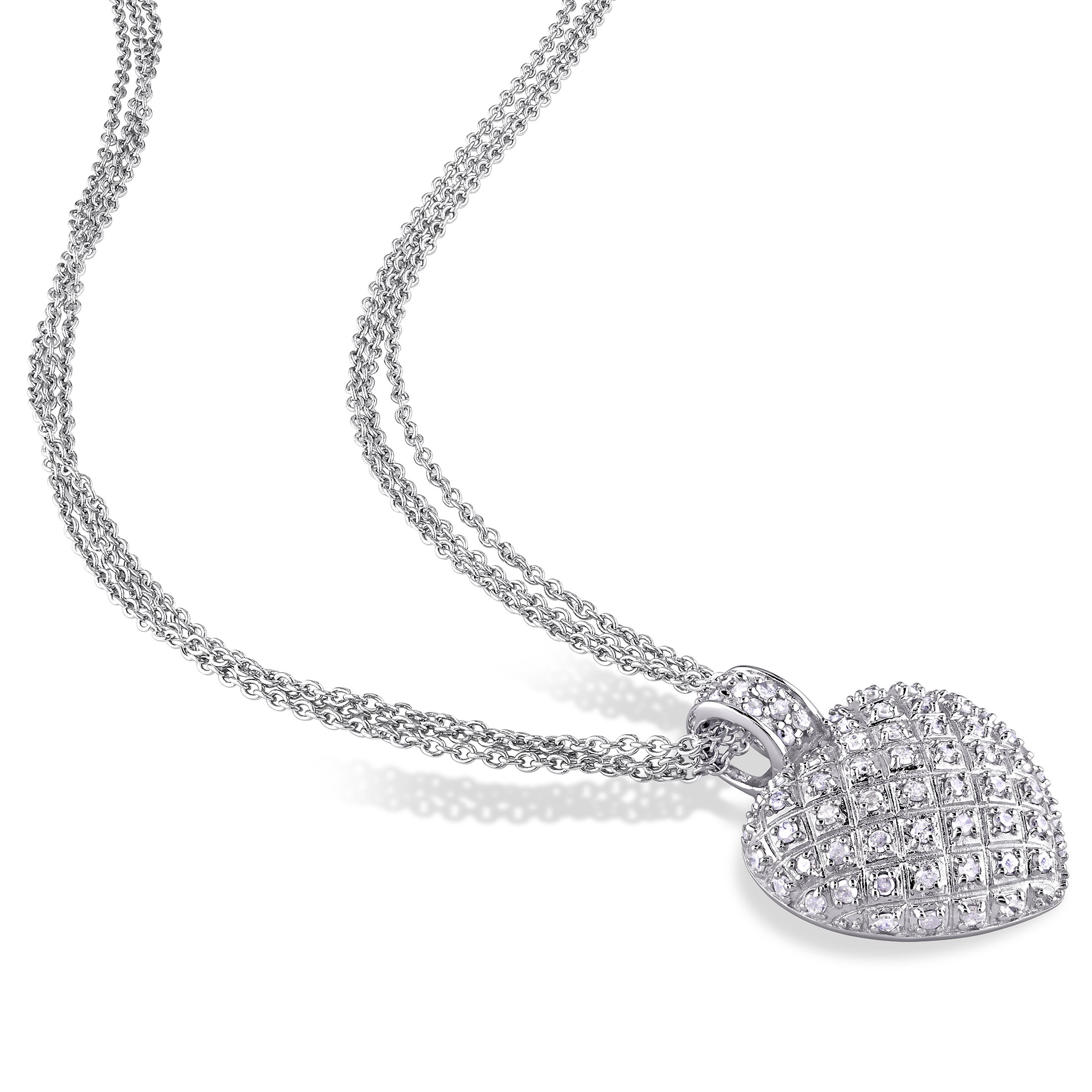 Everly Women's 1 Carat T.W. Round-Cut Diamond Sterling Silver Clustered Heart Necklace with Pave Setting and Lobster Clasp (H-I-J, I3) - 17 in. - image 5 of 8