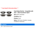 thumbnail image 2 of Front Brake Pad Set - Compatible with 2021 - 2023 Ford Bronco Sport 2022, 2 of 2