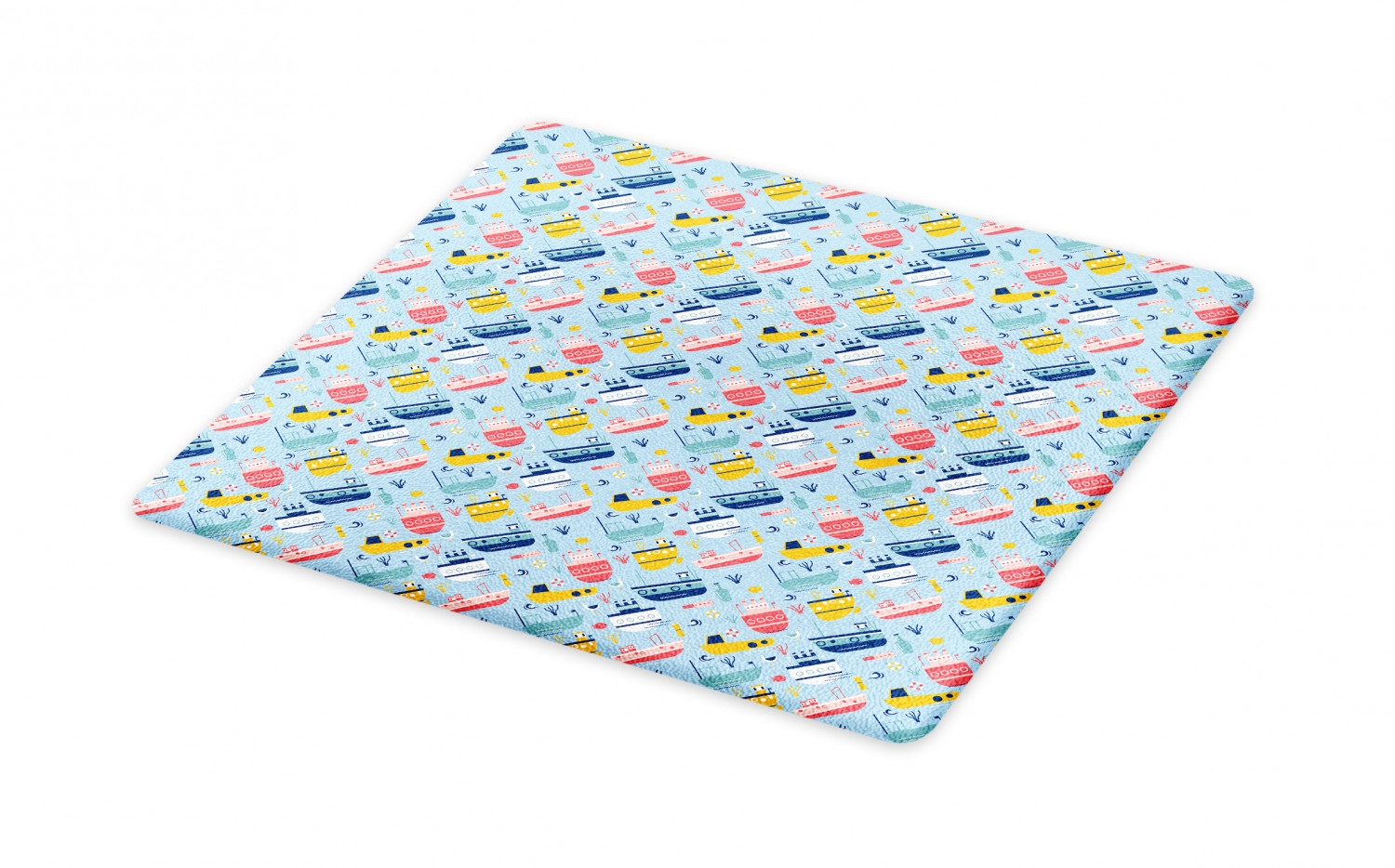Marine Cutting Board, Colorful Pastel Various Sailboats ...