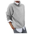 thumbnail image 1 of Aocisk Blouse Chandail d'Hiver pour Femme à Manches Longues, Uni, Haut à Enfiler pour Tenue Mode, Gris, TTTG, 1 of 6
