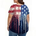 thumbnail image 5 of TQWQT Women Plus Size American Flag Tops 4x-5x Patriotic Crew Neck Shirts Stars and Stripes Pleated Tops Short Sleeve Tops Large Casual Tunics Blouses Blue L, 5 of 6