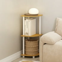 Furinno Turn-N-Tube 3-Tier Multipurpose Corner Shelf, Display Shelf, Beech/White