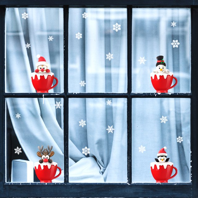 Calcomanía de ventana Navidad JAMW Copo de nieve electrostática para habitación de niños