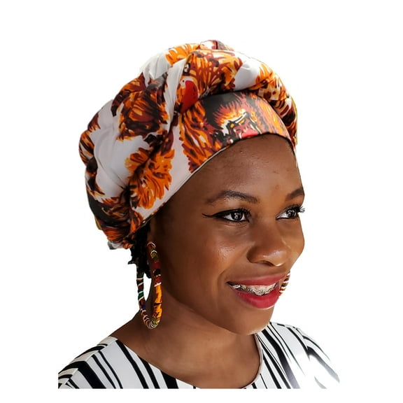 Lion Head African Print Modu Hat - Pre-tied Head wrap