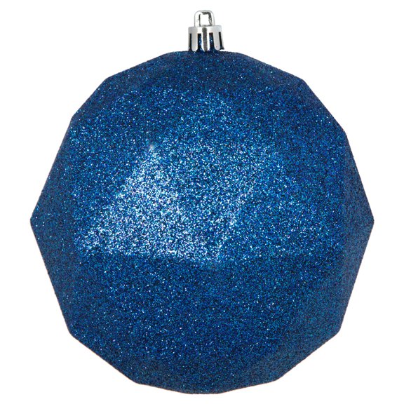 Vickerman 4.75" Midnight Blue Glitter Geometric Ball Ornament, 4 per bag