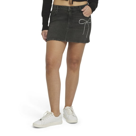 Mills by Millie Bobby Brown Women's Denim Mini Skirt with Rhinestones, Sizes XXS-XXL
