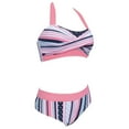 thumbnail image 5 of Women Plus Size Bikinis Sets Halter Bra Striped Tummy Control Swimsuits Two Piece Bathing Suits, 5 of 6