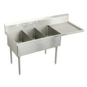 Elkay Wnsf8372r2 Weldbilt Stainless Steel 97-1/2" Floor Mount Triple Bowl Food Service