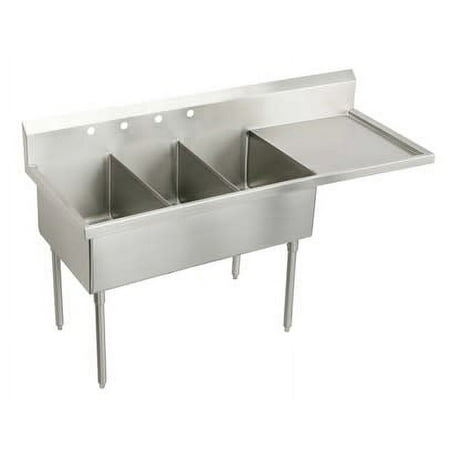 Elkay Wnsf8372r2 Weldbilt Stainless Steel 97-1/2" Floor Mount Triple Bowl Food Service