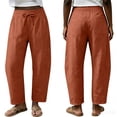 thumbnail image 2 of Barrel Linen Pants Women Boho Palazzo Cotton Drawstring Capris Plus Size Summer Beach Vacation Casual Baggy Trousers M, 2 of 5
