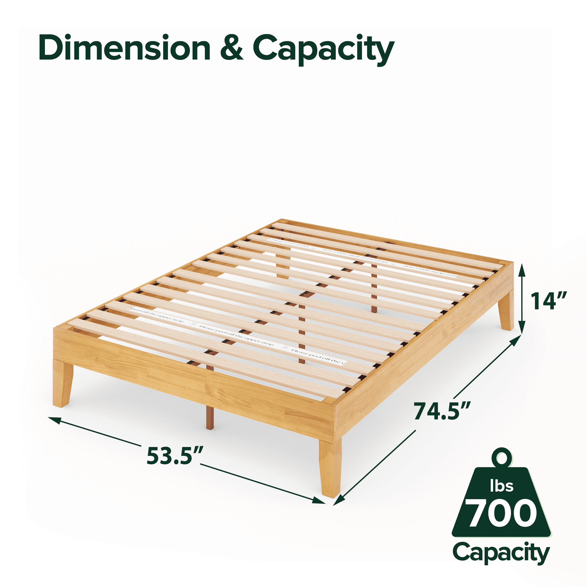 Zinus Moiz 14" Deluxe Wood Platform Bed Frame, Full