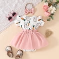 thumbnail image 4 of Gunia Toddler Easter Outfit Girl Short Sleeve Cartoon Rabbit Romper Bodysuits Dress Headbands Set Clothes Set 0-18 Months, 4 of 6