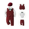 thumbnail image 2 of Xudanell Outfit Crawling Shirt Vest with Hat Birthday Gentle Suit Baby Outfits Boy Red 0-6 Months, 2 of 9