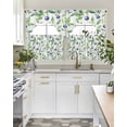 thumbnail image 4 of Summer Fruit Swag Kitchen Curtains Sets for Windows 24 Inch Length, Blue Berry Vintage Leaf Watercolor Green Short Window Curtain Panels Swags Valances and Tiers 3 Piece Set for Cafe/Dining Room, 4 of 5