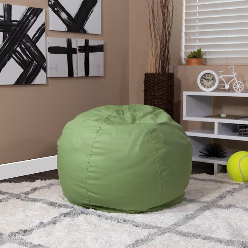 Small Solid Green Bean Bag Chair for Kids and Teens