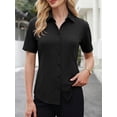 thumbnail image 3 of MOYIKO Womens Button Down Shirts Stretch Short Sleeve Dress Shirts Business Work Fitted Collared Office Basic Blouse, 3 of 7