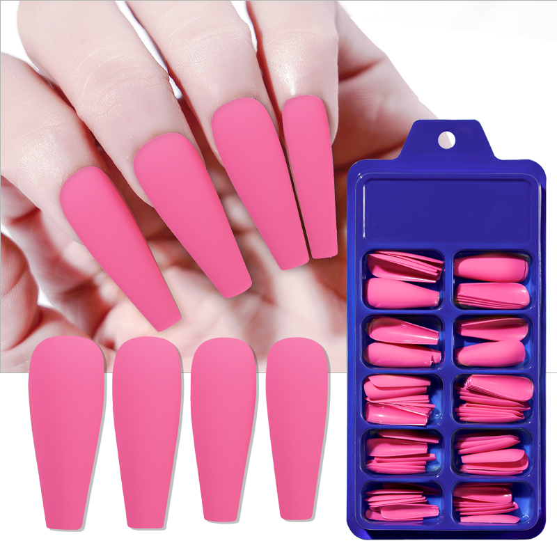100pcs/Box Coffin False Nail Mixed Size Solid Color Matte Artificial Extension Form For Fake Nails Accessories Tips Fingernails*
