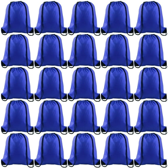 25Pcs Drawstring Backpack Bags String Backpack Sport Bag Sack Cinch Tote Gym Backpack Bulk for Gym Sport Traveling,Royal Blue
