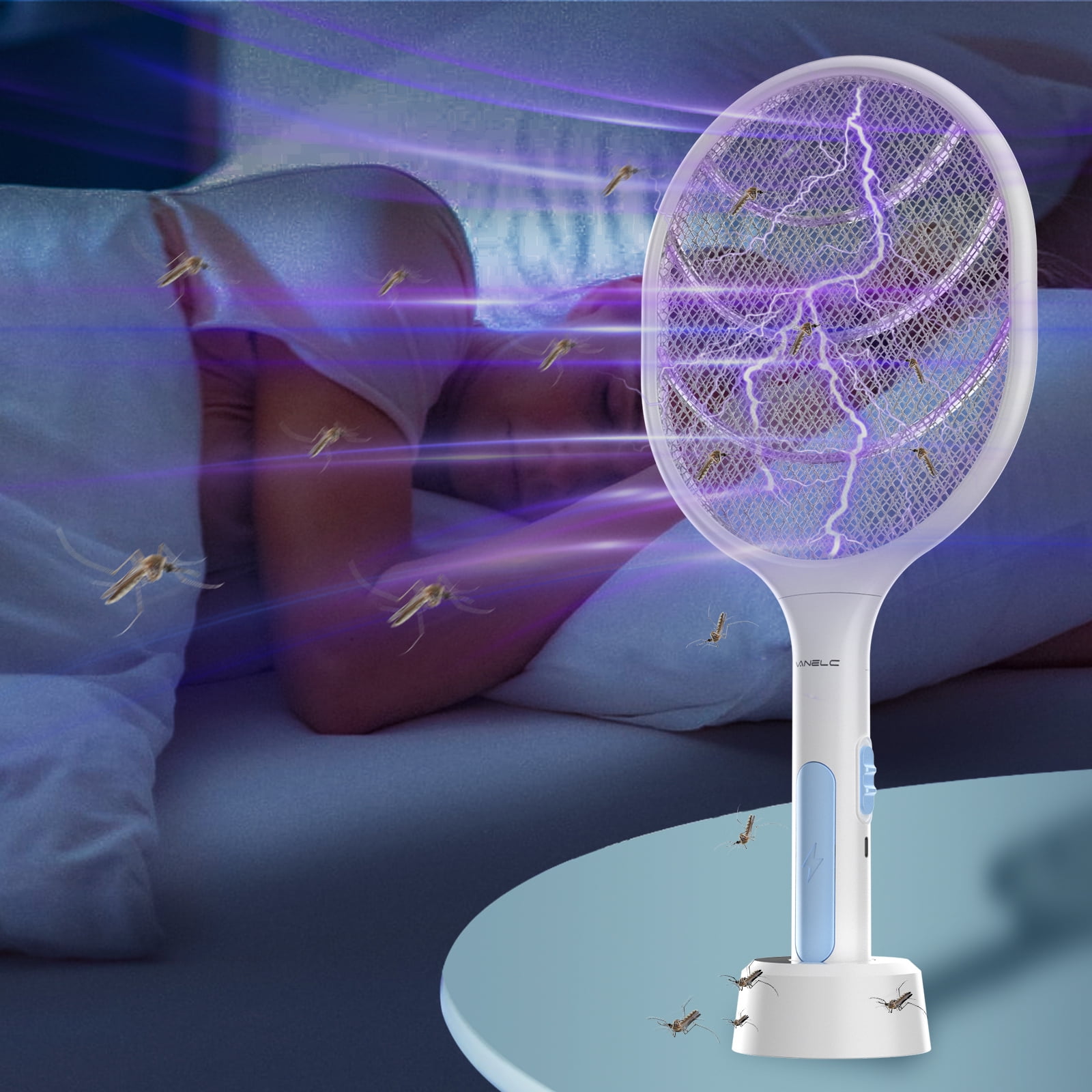 Electric Fly Swatter Bug Zapper Racket, Fly Zapper Racket and Mosquito