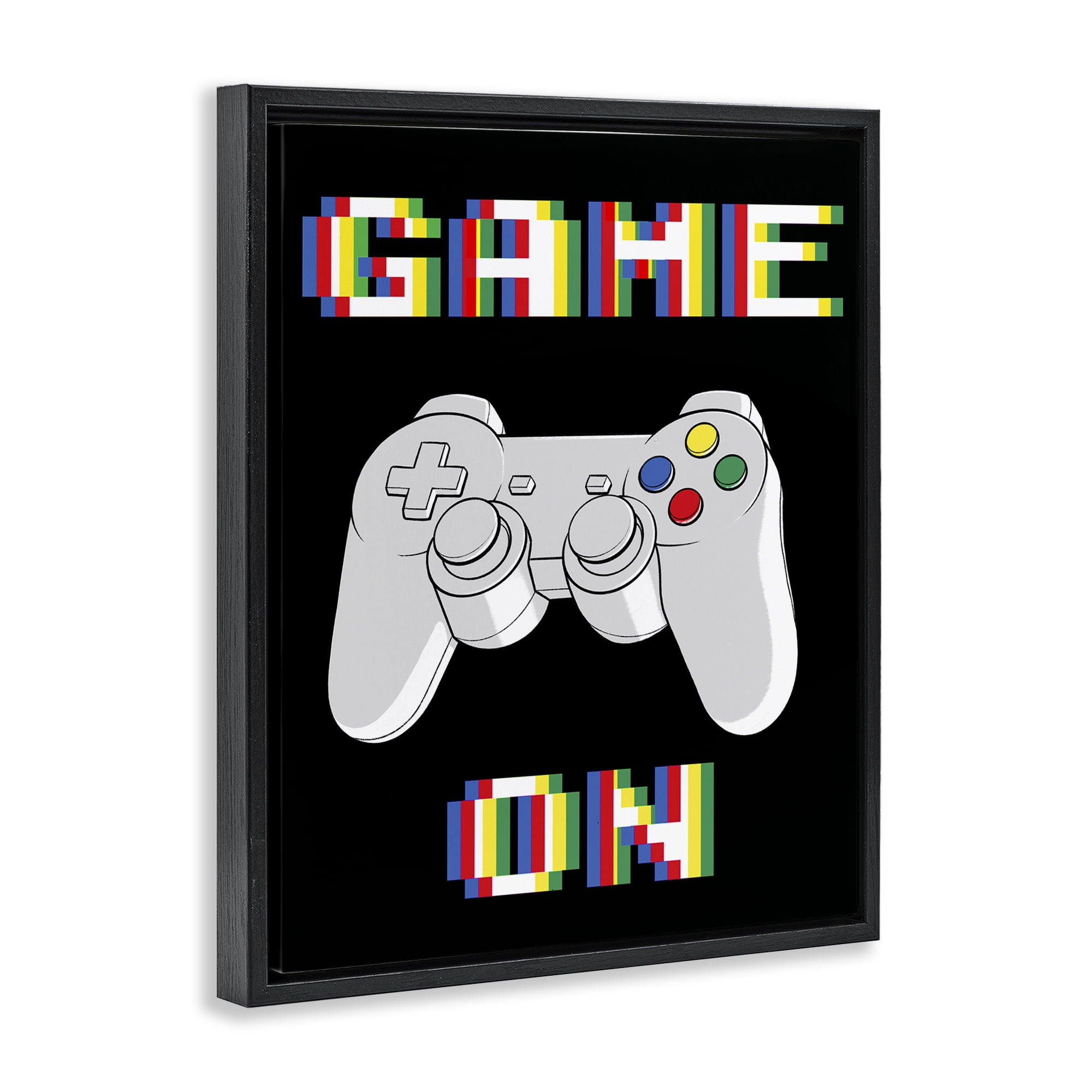 Stupell Industries Colorful Digital Game On Black Framed Floater Canvas Wall Art, design by Marcus Prime