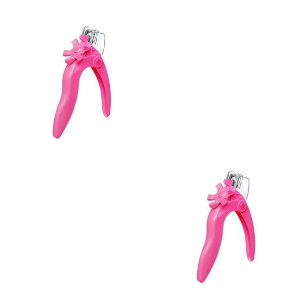 Cortaúñas postizas Minnieouse Mango de plástico Recortador de manicura Tijeras de recorte Rosa roja 2Conjunto