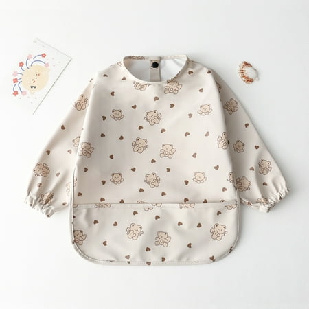

Danish children‘s long-sleeved pu anti-dressing baby eating clothes bib super soft waterproof baby eating bib anti-dirty feeding clothes