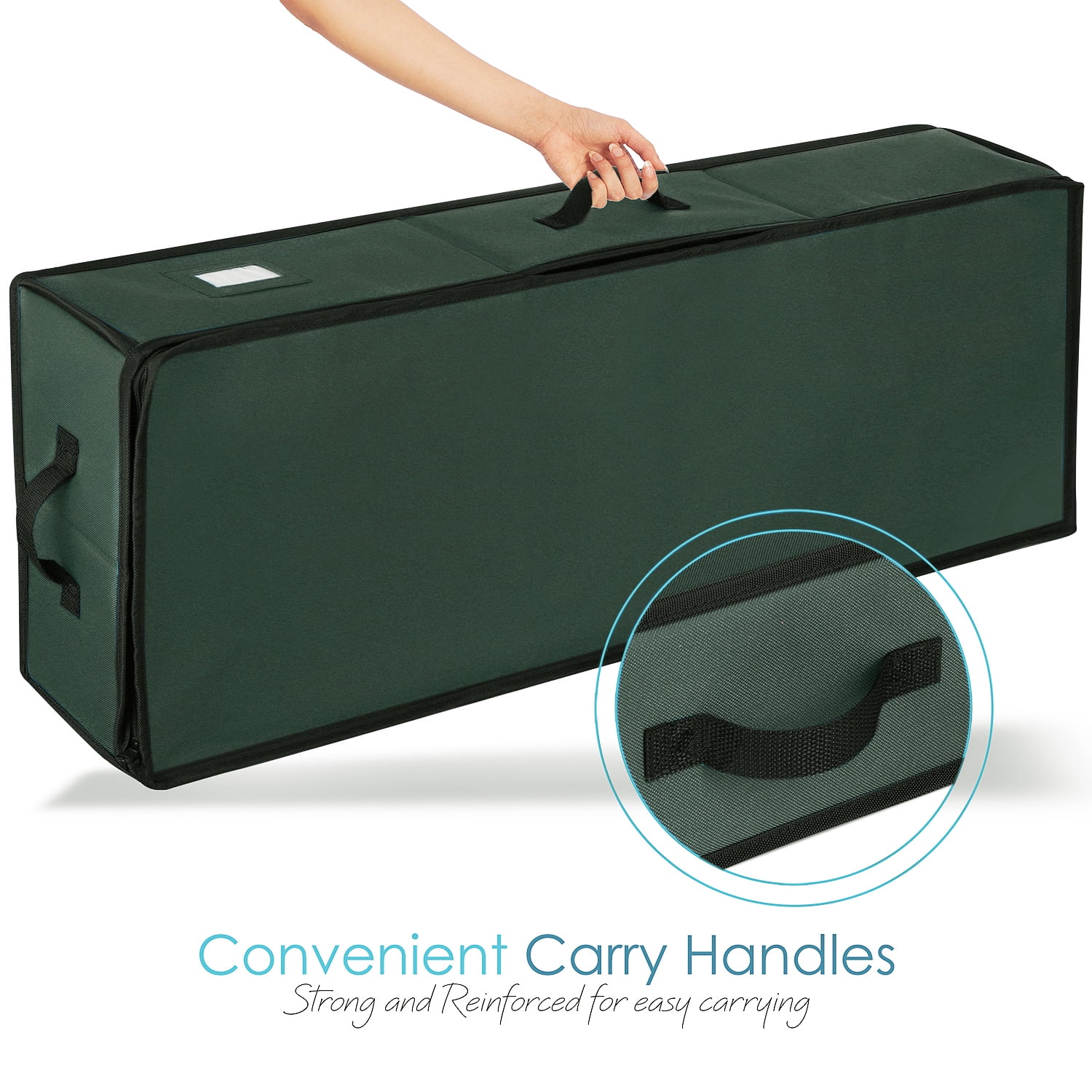 LAMMALOE Set of Holiday Christmas Wrapping Paper Storage Box and Storage Bag, 600D Oxford Fabric, Underbed Slim Design, Green