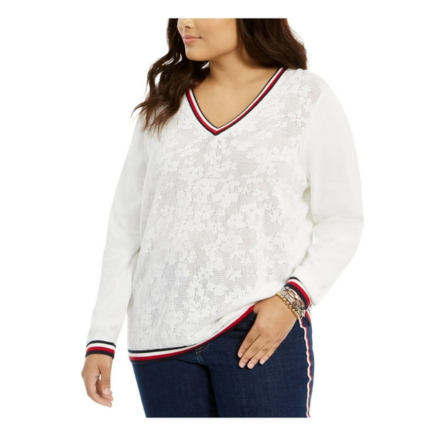 v neck long sleeve white top