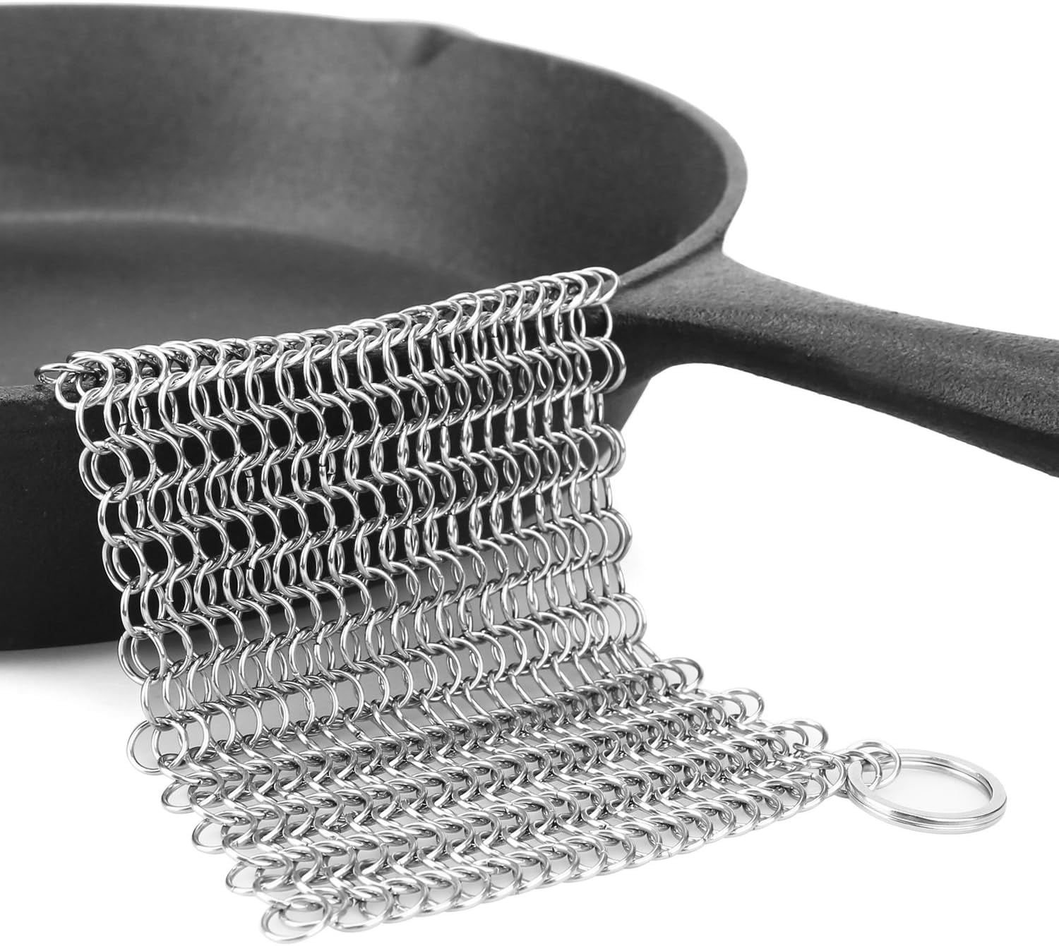 Cast Iron Cleaner Chainmail Scrubbing Pad Stainless Steel Skillet Scrubber Cleaner with Corner