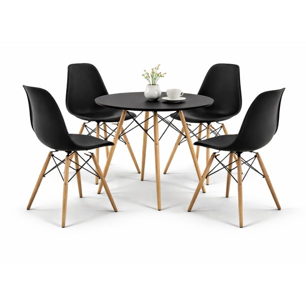 Set de comedor Oslo 80 Mundo In - Mesa negra y 4 Sillas Eames negro Mundo In Minimalista