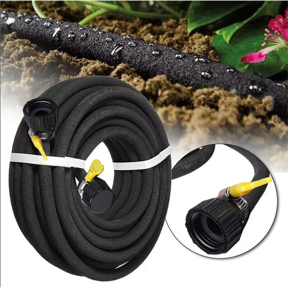 1/2” Soaker Hose 25FT for Garden Beds, Heavy Duty Soaker Hoses for Foundation Watering 70% Water Saving Drip Hose Irrigation for Lawn Landscaping Garden