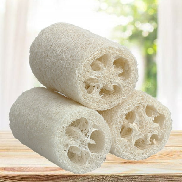 3 esponjas de lufa natural para baño, cuerpo, ducha, depurador de gran tamaño