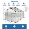 thumbnail image 2 of 6x10FT Polycarbonate Greenhouse with Adjustable Roof and Drainage System, Anchor Aluminum Heavy Duty Walk-in Greenhouse with Sliding Door and Galvanized Base, Portable Green House in all Season, Black, 2 of 9