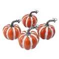 thumbnail image 2 of 4 Pcs 4 Inch Striped Artificial Pumpkins Halloween Pumpkin Decorations Fall Pumpkin Decor for Home Thanksgiving Halloween Tiered Tray Mantel Table Decor Red, 2 of 7