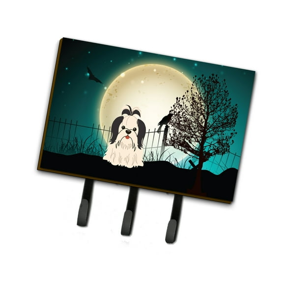 Halloween Scary Shih Tzu Black White Leash or Key Holder