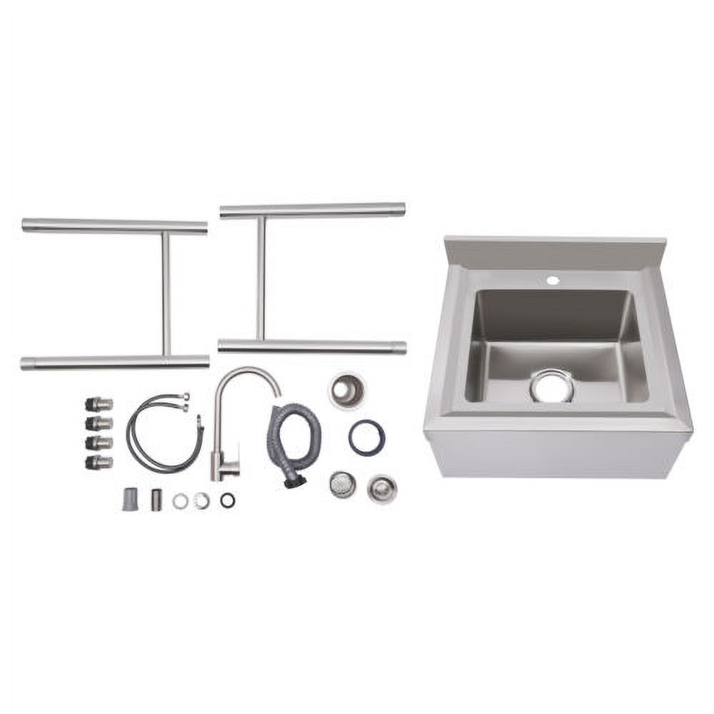 Utility Sink Stainless Steel Kitchen Sink 1 Compartment + Faucet For Commercial