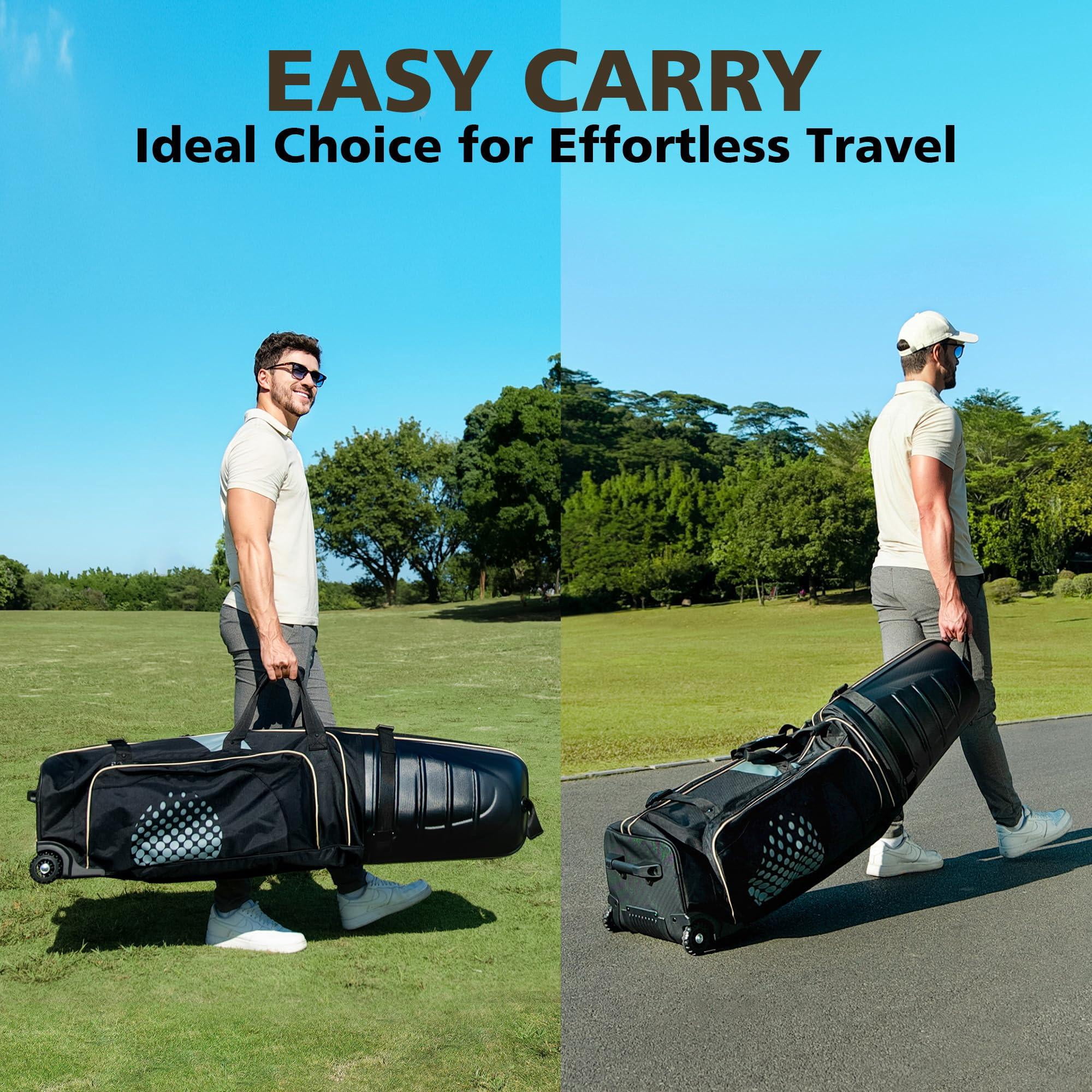 Golf Travel Bags For Airlines With Wheels  Hard Case Top And 1680d Heavy Duty Oxford Protect Clubs Lightweight Easy To Maneuver