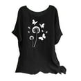 thumbnail image 3 of Eryao Chemise en Lin Imprimée pour Femmes Manches Courtes Col Rond Tops Été Pissenlit et Papillon Blouses Graphiques, Noir, m, 3 of 8