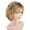 Yellow, variant on Gymnture Short Curly Lace Wig with Bangs Yellow Brown Blonde Pixie Cut Synthetic Wavy Wig
