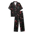 thumbnail image 6 of HAYIMI Women Christmas 2 Piece Pajama Set, Short Sleeve Lapel Button-Down Tops And Pants Set, Xmas Print Loungewear Sleepwear For Relaxed Evenings, 6 of 7