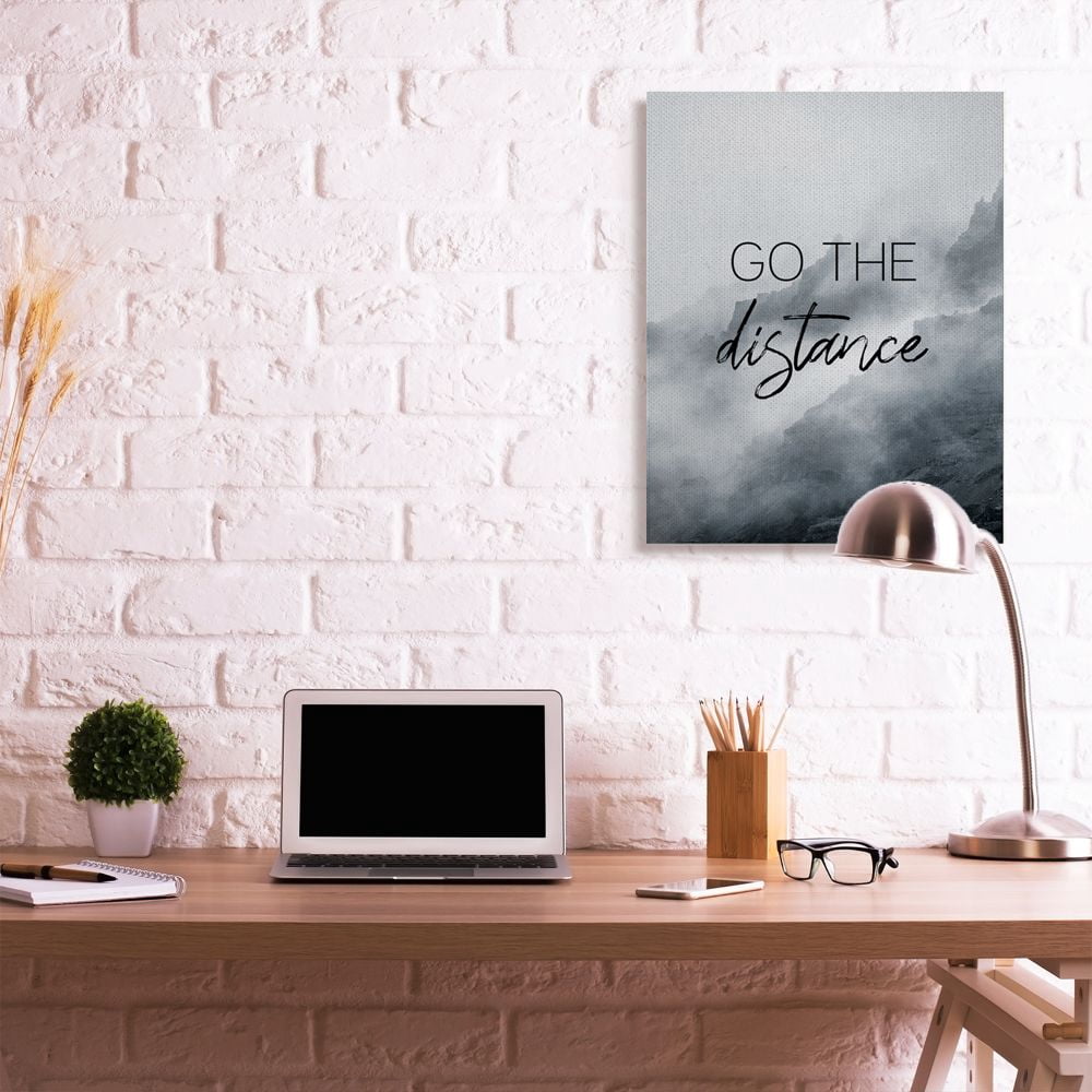 Stupell Industries Go The Distance Phrase Foggy Cliffside Mountain Canvas Wall Art by Daphne Polselli