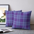 thumbnail image 2 of Pillow Covers 18x18 Set of 2, Buffalo Plaid Throw Pillow Covers Decorative Couch Cushion Cover, Purple Blue Farmhouse Gingham Striped Microfiber Soft Square Pillowcases for Bedroom Living Room Sofa, 2 of 9
